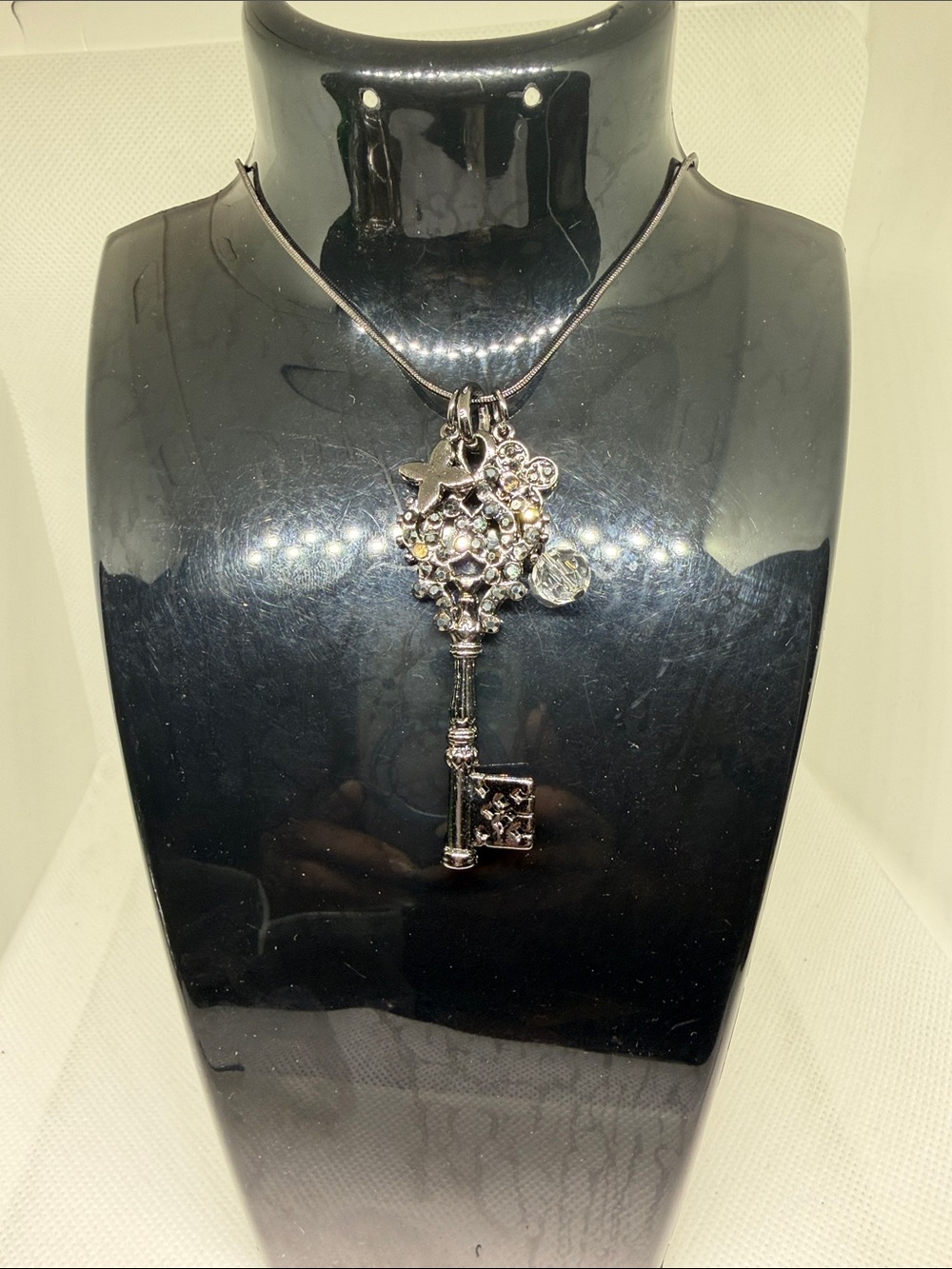 Silver Key Charm Pendant Necklace - Women Jewelry